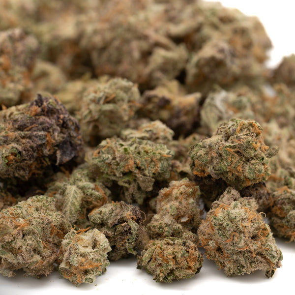 Dried Apricot CBD Hemp Flower Smalls with green, purple, and orange hues, CBD small buds