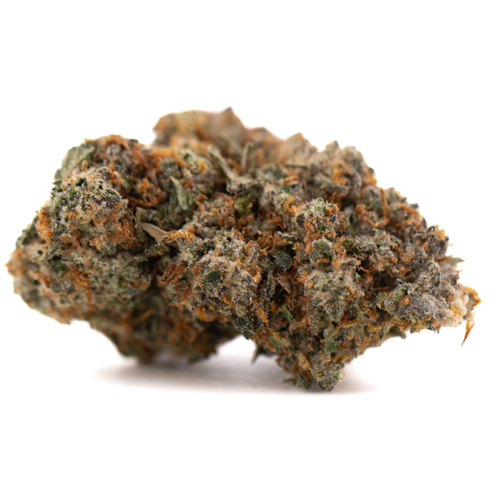 Nectarine Jelly THCa Flower: Marijuana Bud with Orange Green Hues, White Trichomes